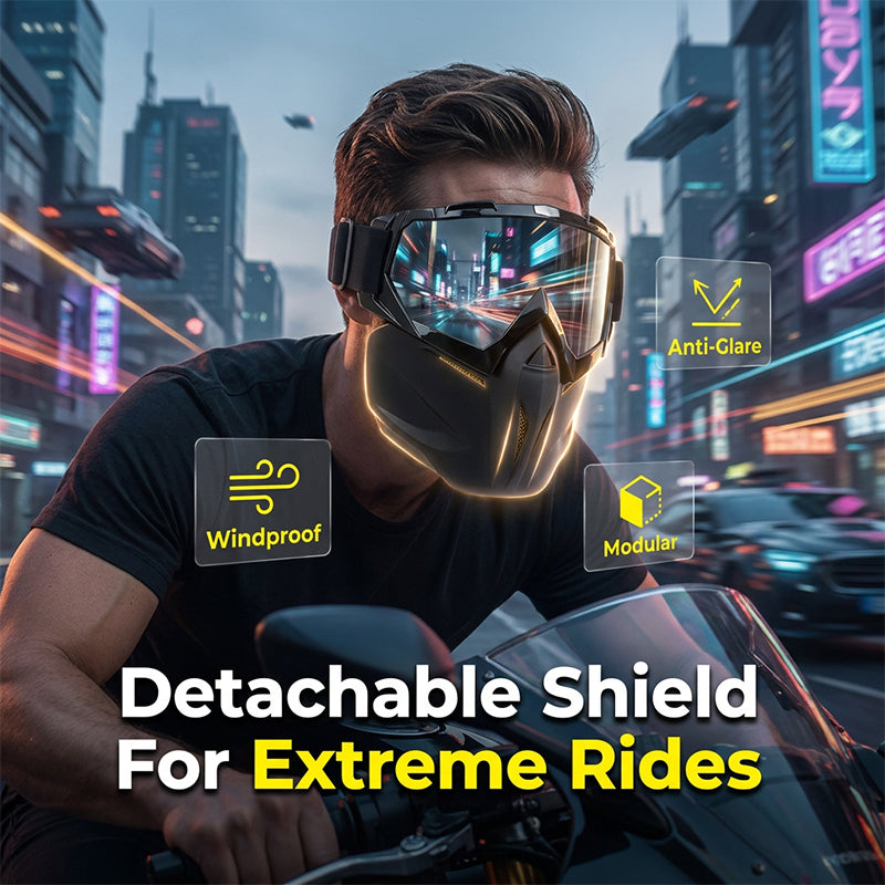 🏍️ Detachable Full Face Goggle Mask