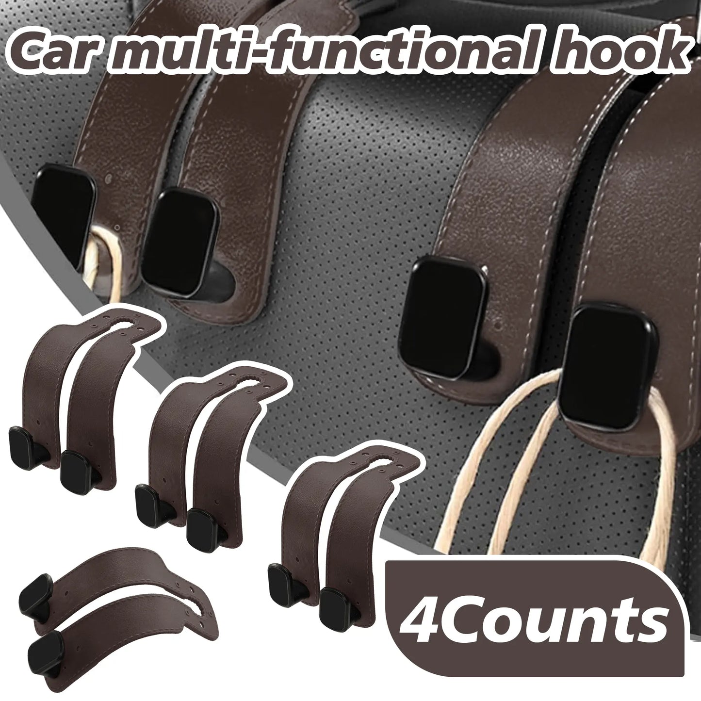 4 Counts Car Seat Headrest Hook, Improved Car Seat Back Double Hooks 🚗
